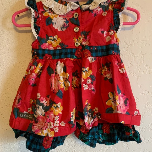 Matilda Jane floral dress size 3-6 months gold buttons on back lined - Picture 3 of 7